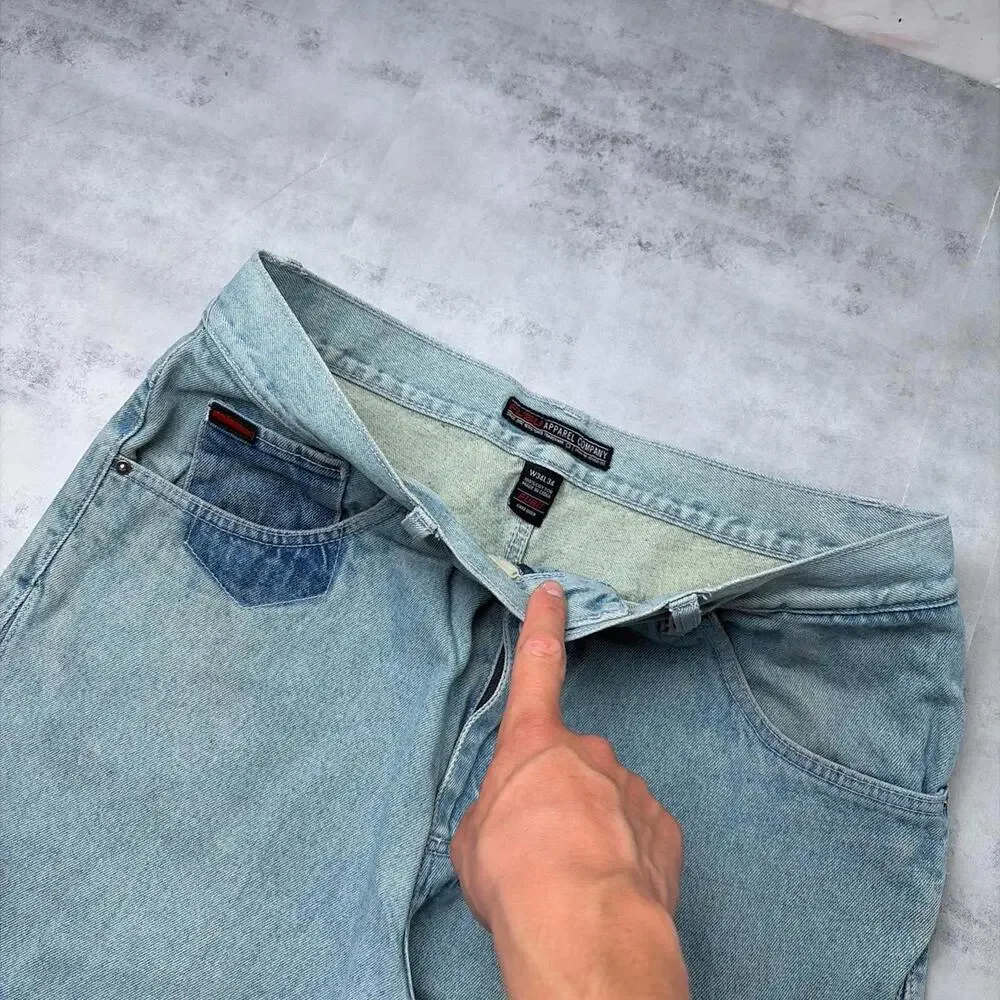 Y2K FUBU The Collection Denim Patchwork Baggy Denim Jeans - Picture 5 of 8